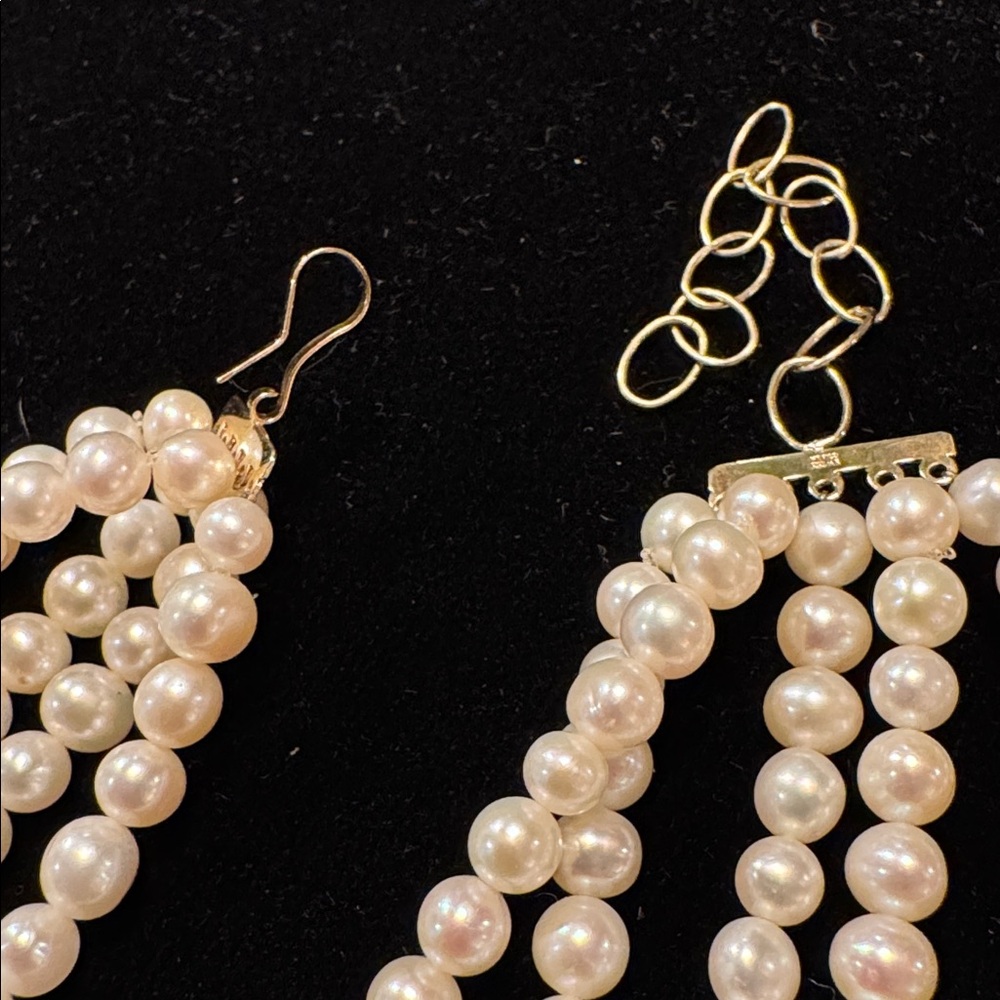 Vintage 14k clasp multi strand pearl necklace - Picture 6 of 6